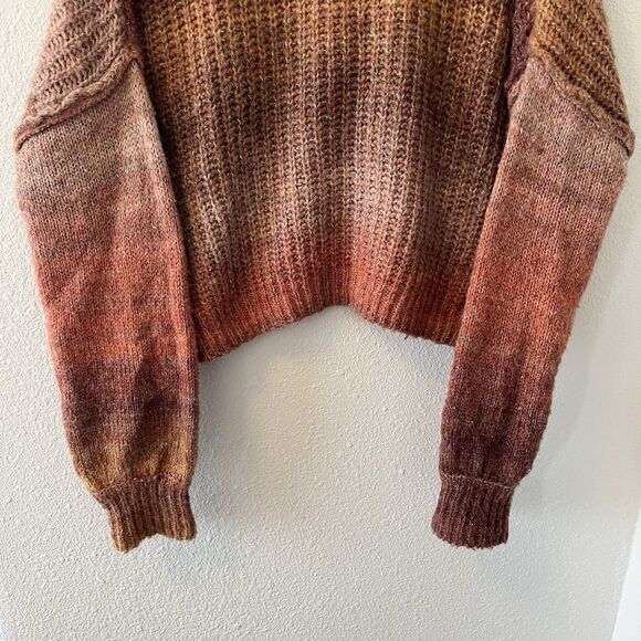 Rewind Women's Sweater Size XL Ombre Brown Tones Oversized Balloon Sleeves Boho - Picture 8 of 12